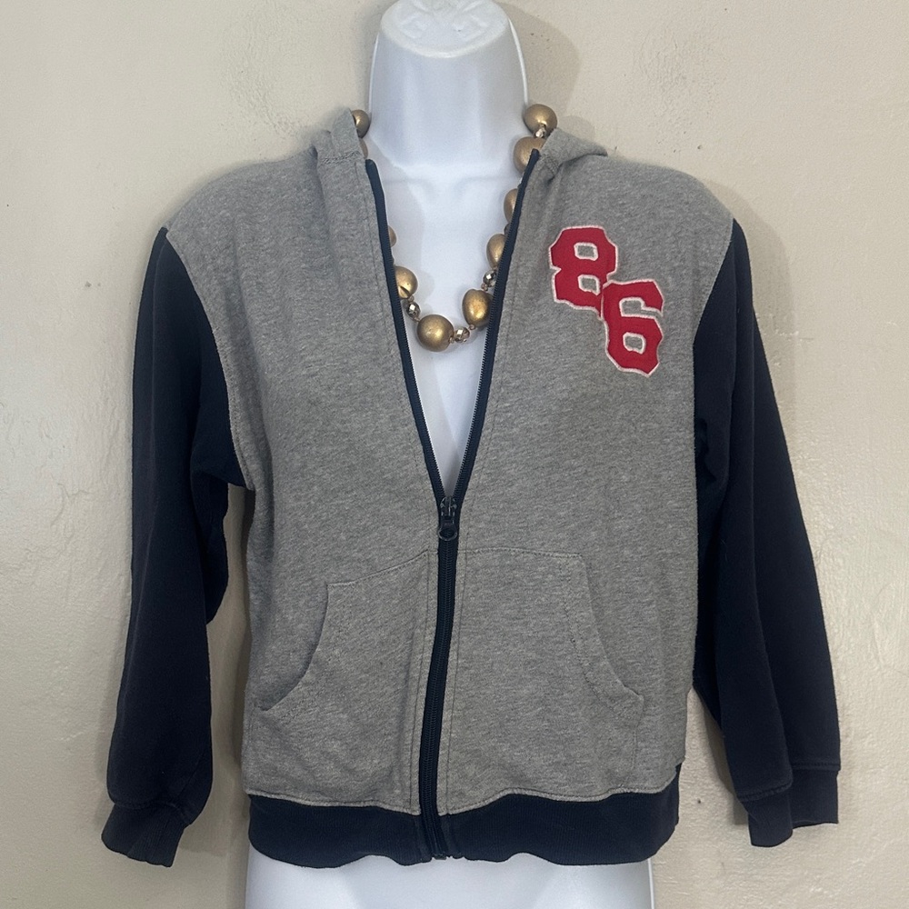 Casual Gray and Black Hoodie with Red Detail